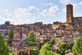 Cityscape of the ancient village of Sutri and the bell tower of Royalty Free Stock Photo