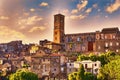 Cityscape of the ancient village of Sutri and the bell tower Royalty Free Stock Photo