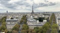 Cityscape from Arc de Triomphe in Paris, France with Eiffel Tower Royalty Free Stock Photo