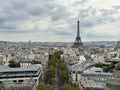 Cityscape from Arc de Triomphe in Paris, France with Eiffel Tower Royalty Free Stock Photo