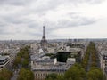 Cityscape from Arc de Triomphe in Paris, France with Eiffel Tower Royalty Free Stock Photo