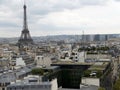 Cityscape from Arc de Triomphe in Paris, France with Eiffel Tower Royalty Free Stock Photo