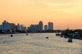 Cityscape of Asiatique the Riverfront is popular and famous place in the evening with sunset time at Bangkok, Thailand. Royalty Free Stock Photo