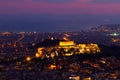 Cityscape of Athens at night, Greece