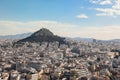 View from Acropolis Hill to Lycabettus Hill, Greek Parliament on the background of the Athens city, Greece. Royalty Free Stock Photo