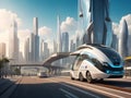 Future of Transportation cityscape with autonomous vehicles