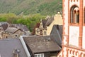 Cityscape of Bacharach with a detail of a clock tower Germany