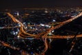 Cityscape Bangkok downtown at night, Road at night, Thailand, technique long exprosure.