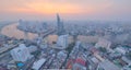 Cityscape of Bangkok at sunset in bird's eye view Royalty Free Stock Photo