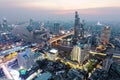 Cityscape of Bangkok at sunset in bird's eye view Royalty Free Stock Photo