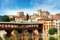 Cityscape of Bassano del Grappa with the Bridge of the Alpini - Veneto Italy Royalty Free Stock Photo