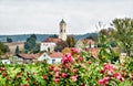 Cityscape of the Bavarian health resort Bad Birnbach with the late gothic parish church Maria Himmelfahrt Germany