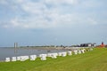 Cityscape and beach of city Buesum, Schleswig-Holstein, Germany