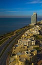 Netanya beach line in sunset Israel