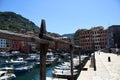 Cityscape and beach photos of the small fishing village and tourist resort Camogli, Italy Royalty Free Stock Photo