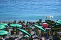 Cityscape and beach photos of the small fishing village and tourist resort Camogli, Italy Royalty Free Stock Photo