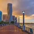 Guayaquil Cityscape at Sunset, Ecuador Royalty Free Stock Photo