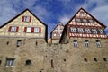 cityscape of beautiful Schwabisch Hall in Germany with its old timber-framed houses Royalty Free Stock Photo