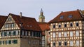 cityscape of beautiful Schwabisch Hall in Germany with its old timber-framed houses Royalty Free Stock Photo
