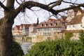 cityscape of beautiful Schwabisch Hall in Germany with its old timber-framed houses Royalty Free Stock Photo