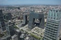 Cityscape of Beijing with CCTV and WTC buildings from the skies.