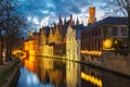 Cityscape with Belfort and Green canal in Bruges