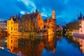 Cityscape with Belfort from Rozenhoedkaai in Bruges Royalty Free Stock Photo
