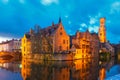 Cityscape with Belfort from Rozenhoedkaai in Bruges Royalty Free Stock Photo