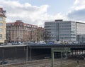 Cityscape of Berlin with highway and railroad lines