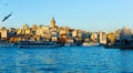 Cityscape of Beyoglu district with Galata Tower across Golden Horn, Istanbul Royalty Free Stock Photo