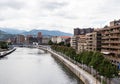 The cityscape of Bilbao, Spain. The Nervion river crosses Bilbao downtown Royalty Free Stock Photo