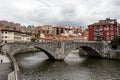 The cityscape of Bilbao, Spain. The Nervion river crosses Bilbao downtown Royalty Free Stock Photo