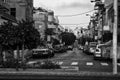 Cityscape in black and white of Ha Rav Kook Street Tel-Aviv Israel Royalty Free Stock Photo