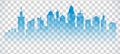 Cityscape blue icon on transparent background. Skyline silhouette