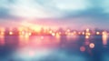 Cityscape with Blurry Lights and Reflections, A Dreamy Evening Scene Royalty Free Stock Photo
