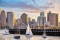 Cityscape of Boston skyline panorama at sunset in Massachusetts, United States Royalty Free Stock Photo