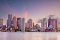 Cityscape of Boston skyline panorama at sunset in Massachusetts, United States Royalty Free Stock Photo