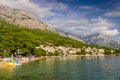 Cityscape of Brela, a popular tourist village on the Adriatic coast in Dalmatia region Royalty Free Stock Photo