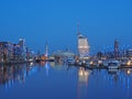 Cityscape of Bremerhaven at Blue Hour