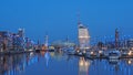 Cityscape of Bremerhaven, Germany, at Blue Hour