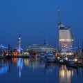 Cityscape of Bremerhaven, Germany, at Blue Hour