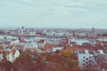 Cityscape of Budapest, Hungary. Hungarian Parliament Building, Orszaghaz, in the far background on the other side of the Danube