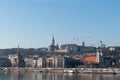 Cityscape of Budim Danube river bank with Fisherman bastion and churches in Budapest, Hungary Royalty Free Stock Photo