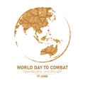 World Day Combat Desertification And Drought global world with dry soil texture sign vector design 