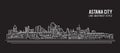 Cityscape Building Line art Vector Illustration design - Astana city Royalty Free Stock Photo