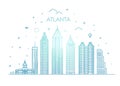 Atlanta architecture line skyline illustration. Linear vector cityscape with famous landmarks Royalty Free Stock Photo