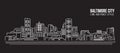 Cityscape Building Line art Vector Illustration design - Baltimore City