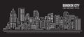 Cityscape Building Line art Vector Illustration design - Bangkok City