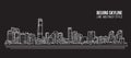 Cityscape Building Line art Vector Illustration design - Beijing city skyline Royalty Free Stock Photo