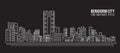 Cityscape Building Line art Vector Illustration design - Benidorm city Royalty Free Stock Photo